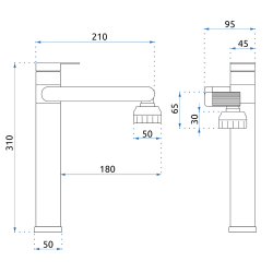 Rea bateria umywalkowa wysoka Paco Nikiel Szczotkowany
