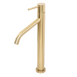 Rea bateria umywalkowa wysoka Level Złota Szczotkowana