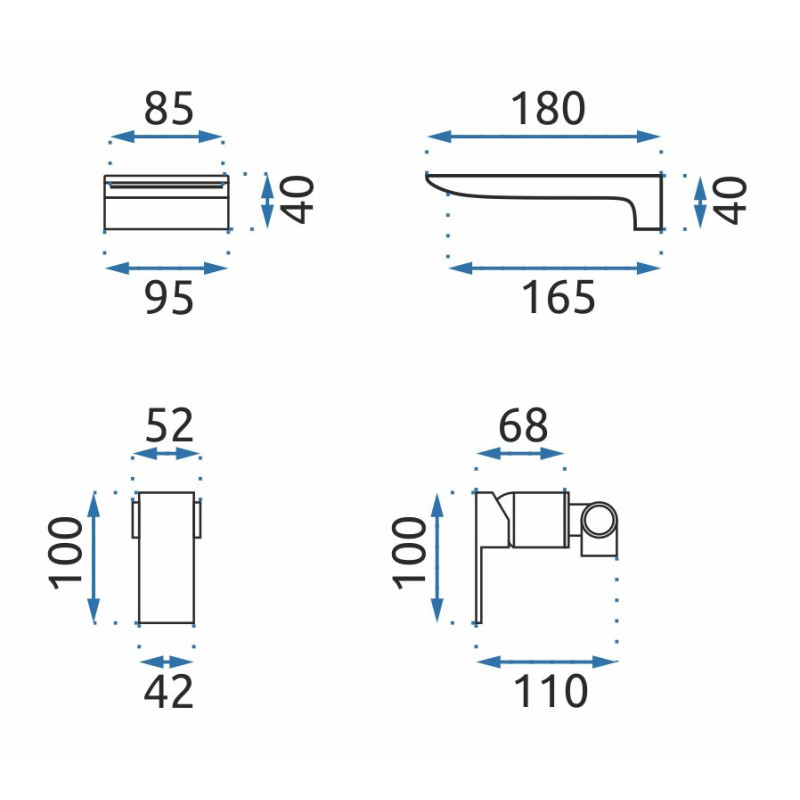 Rea bateria umywalkowa podtynkowa Mason Czarna
