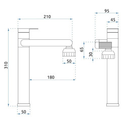 Rea bateria umywalkowa wysoka Paco Czarna