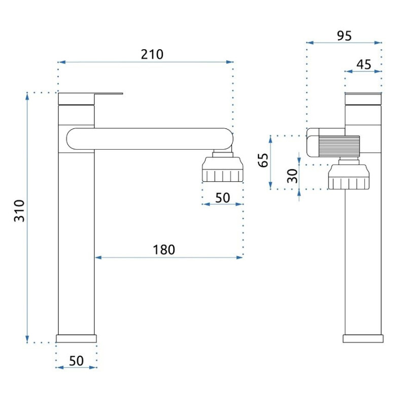 Rea bateria umywalkowa wysoka Paco Czarna