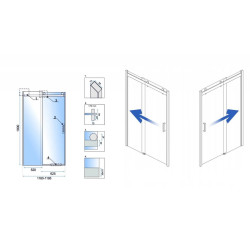 Rea drzwi prysznicowe 120x190, kierunek: lewe Nixon-2 Chrom