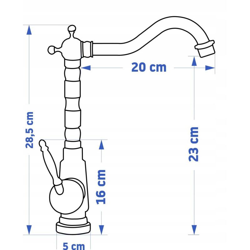 Rea bateria umywalkowa wysoka Bona Czarna Przecierana