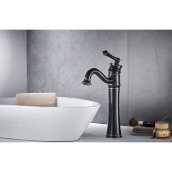 Rea bateria umywalkowa wysoka Vintage Czarna Przecierana