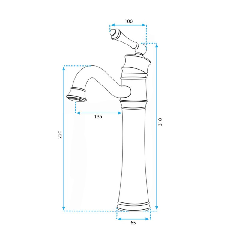 Rea bateria umywalkowa wysoka Vintage Czarna Przecierana