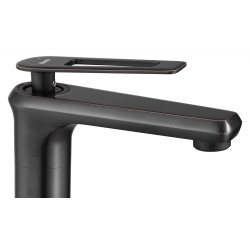 Rea bateria umywalkowa wysoka Blade Czarna Przecierana