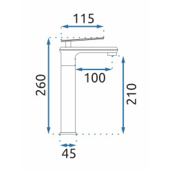 Rea bateria umywalkowa wysoka Blade Czarna Przecierana