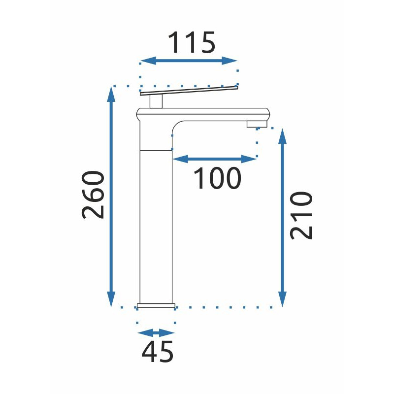 Rea bateria umywalkowa wysoka Blade Czarna Przecierana