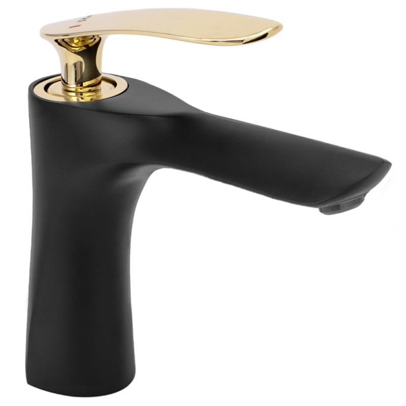 Rea bateria umywalkowa niska Orbit Czarna/Złota
