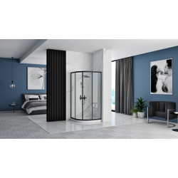 Rea kabina półokrągła bez brodzika 80x100x190szkło transparent Look Black