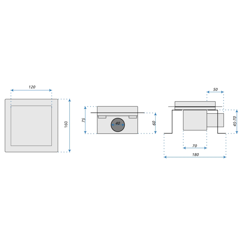 Rea odpływ liniowy + syfon + nóżki + mankiet uszczelniający Cross  Szczotkowany 120x120