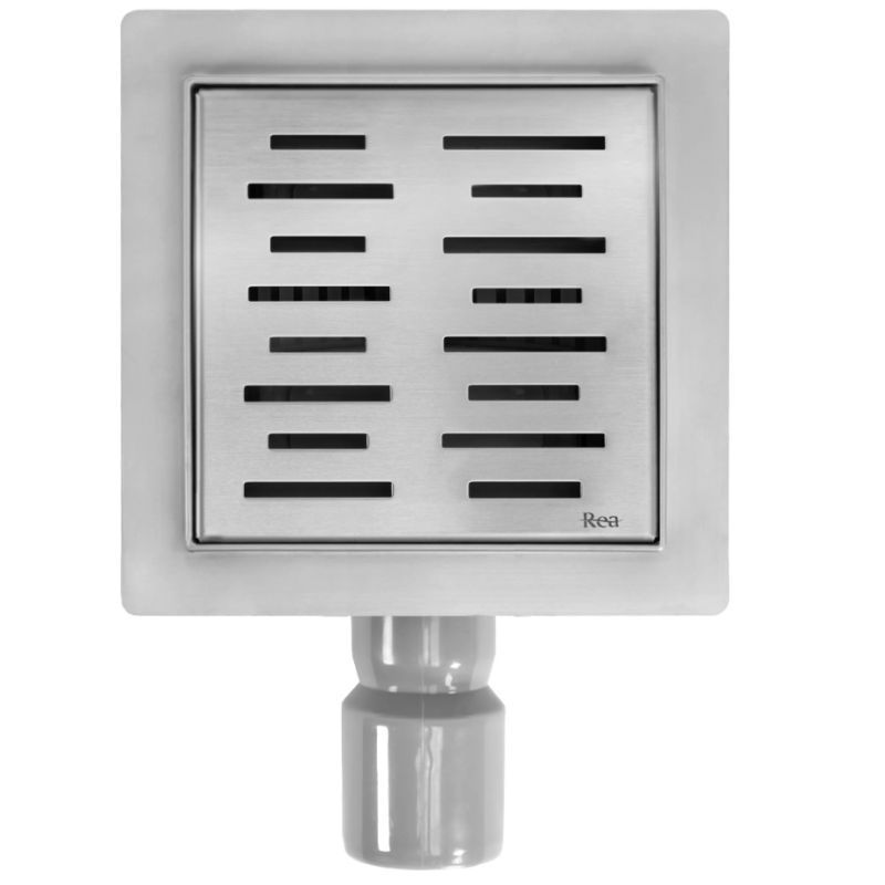 Rea odpływ liniowy + syfon + nóżki + mankiet uszczelniający Line  Szczotkowany 120x120