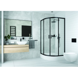 Deante Funkia Nero kabina półokrągła, szkło transparentne 80x80 cm