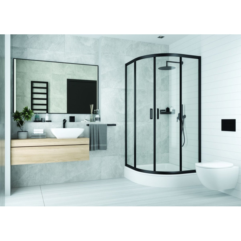 Deante Funkia Nero kabina półokrągła, szkło transparentne 80x80 cm