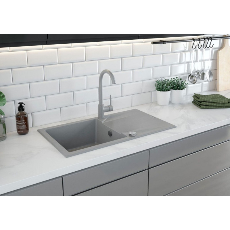 Deante bateria Nemezja grafit metalik zlewozmywakowa z wylewką "u"