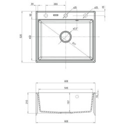 Deante zlewozmywak Andante nero granit 1k 600x520x210