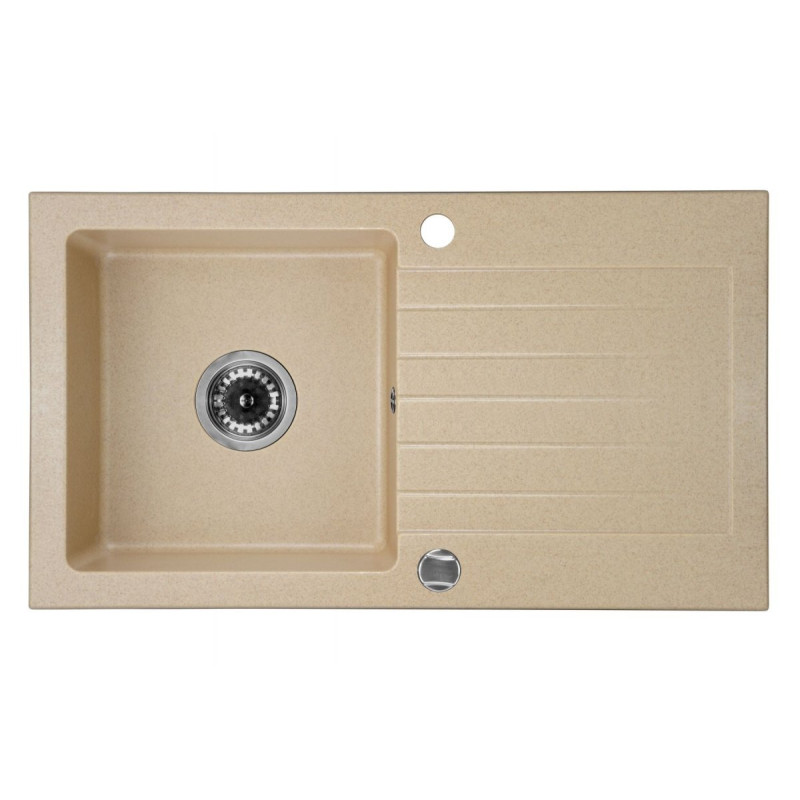 Deante zlewozmywak Zorba piaskowy granit 1k z/o 760x440x160, 3,5 + bateria nemezja z wylewką u