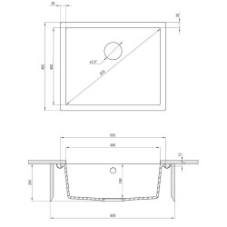 Deante komora podblatowa Corda antracyt metalik granit 550x460x204 3,5