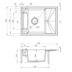 Deante zlewozmywak Magnetic antracyt metalik granit 1k z/ko 640x500x219, 3,5