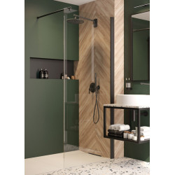 Deante ścianka kerria plus walk in nero 90 cm z powłoką, szkło totalwhite