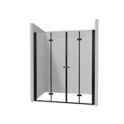 Deante drzwi składane kerria plus nero 80 cm z powłoką, szkło totalwhite