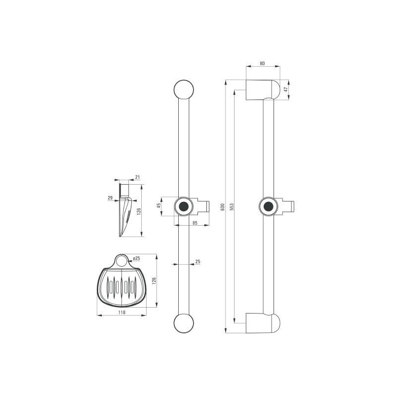 Deante Fresh drążek prysznicowy chrom