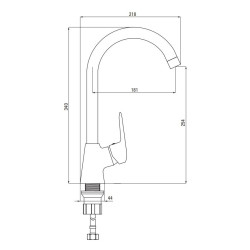 Deante bateria Boro chrom zlewozmywakowa z wylewką "u"