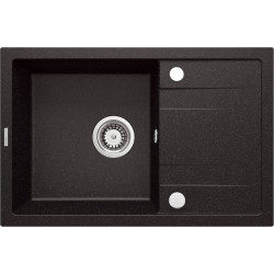 Deante zlewozmywak Corio grafit granit 1k z/o 670x440x175, 3,5 + bateria z elastyczną wylewką stal-czarny + zaślepka otworu