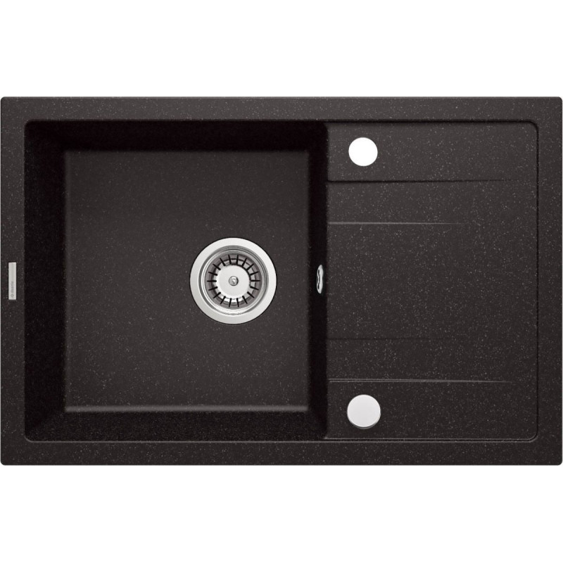 Deante zlewozmywak Corio grafit granit 1k z/o 670x440x175, 3,5 + bateria z wylewką u grafit + zaślepka otworu