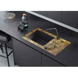 Deante bateria Silia nero zlewozmywakowa z prostokątną wylewką z wyciąganą słuchawką