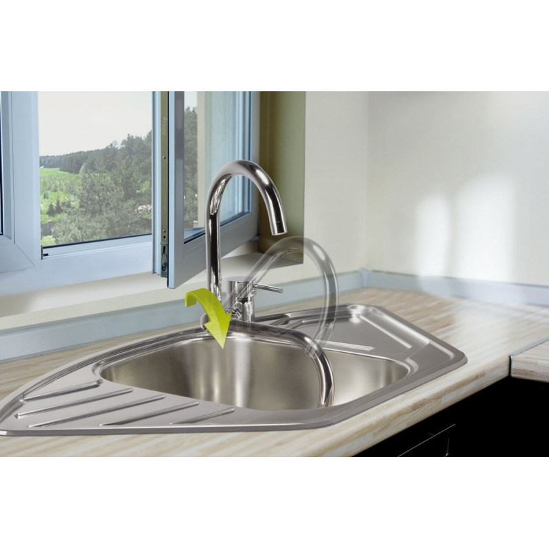 Deante bateria Aster chrom zlewozmywakowa stojąca z uchylną wylewką