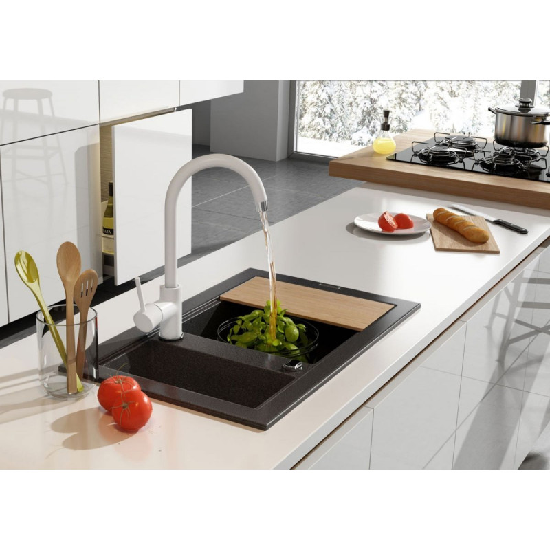 Deante bateria Milin zlewozmywakowa z wylewką "u" kolor biały