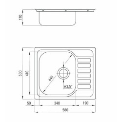 Deante zlewozmywak Soul satyna 1k z/ko 580x500x170, 3,5"