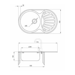 Deante zlewozmywak Twist dekor 1k z/o 770x480x165, 3,5"