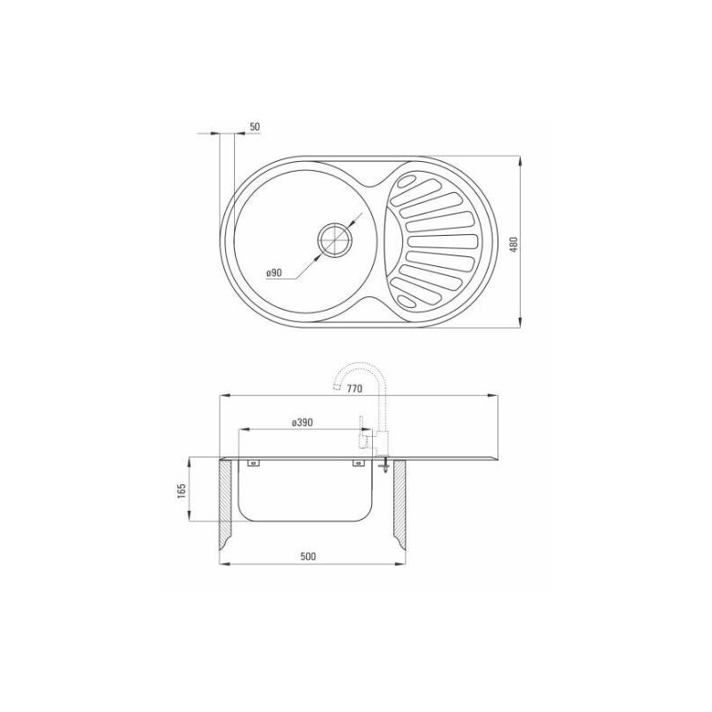 Deante zlewozmywak Twist dekor 1k z/o 770x480x165, 3,5"
