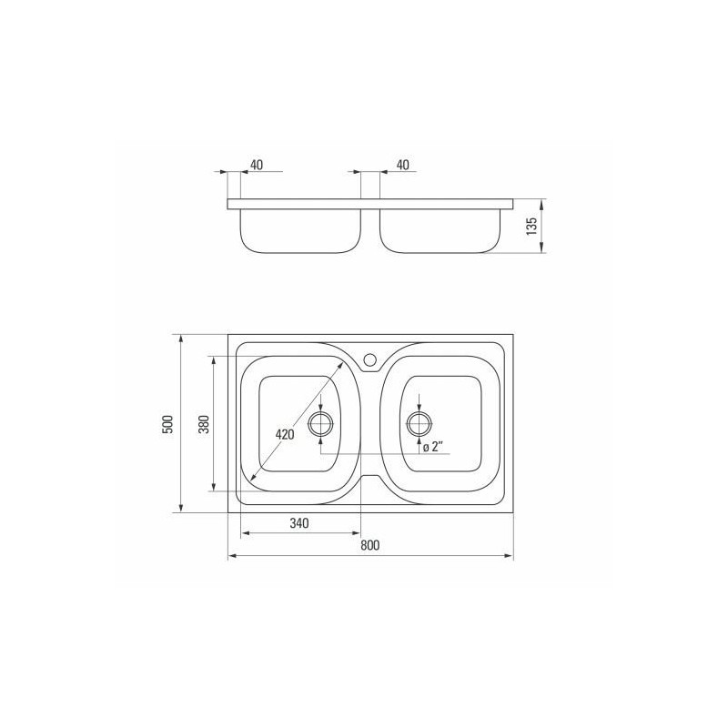 Deante zlewozmywak Tango dekor 2k b/o 800x500x140, 2