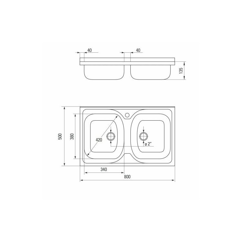 Deante zlewozmywak Tango dekor z listwą przyścienną 2k b/o 800x500x130, 2