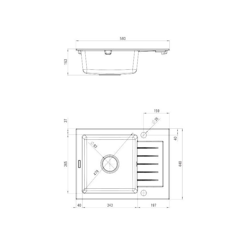 Deante zlewozmywak Zorba grafitowy granit 1k z/ko 580x440x164, 3,5