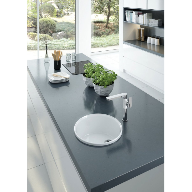 Deante zlewozmywak Lusitano ceramiczny biały 1k b/o ø445x205, 2