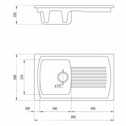 Deante zlewozmywak Lusitano ceramiczny biały 1k z/o 860x500x230, 3,5