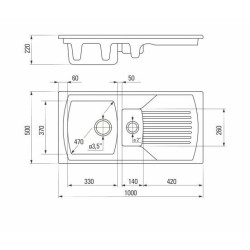 Deante zlewozmywak Lusitano ceramiczny biały 1,5k z/o 1000x500x240, 3,5 / 2