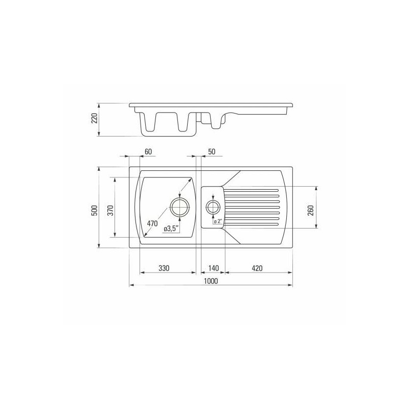 Deante zlewozmywak Lusitano ceramiczny biały 1,5k z/o 1000x500x240, 3,5 / 2