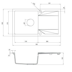Deante zlewozmywak Evora piaskowy granit 1k z/o 780x440x193, 3,5