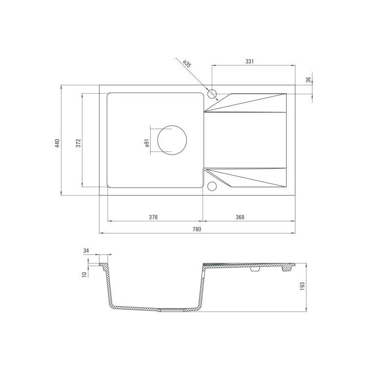 Deante zlewozmywak Evora szary metalik granit 1k z/o 780x440x193, 3,5