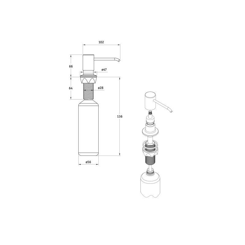 Deante dozownik płynu do mycia naczyń, classic chrom
