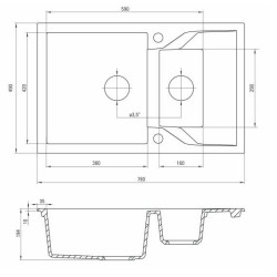 Deante zlewozmywak Andante piaskowy granit 1,5k z/o 780x490x194, 3,5