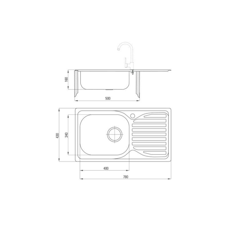 Deante zlewozmywak Doppio satyna 1k z/o 780x430x160, 3,5"