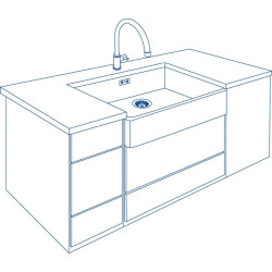 Deante zlewozmywak Sabor ceramiczny z kołnierzem biały 1k b/o 595x475x220, 3,5