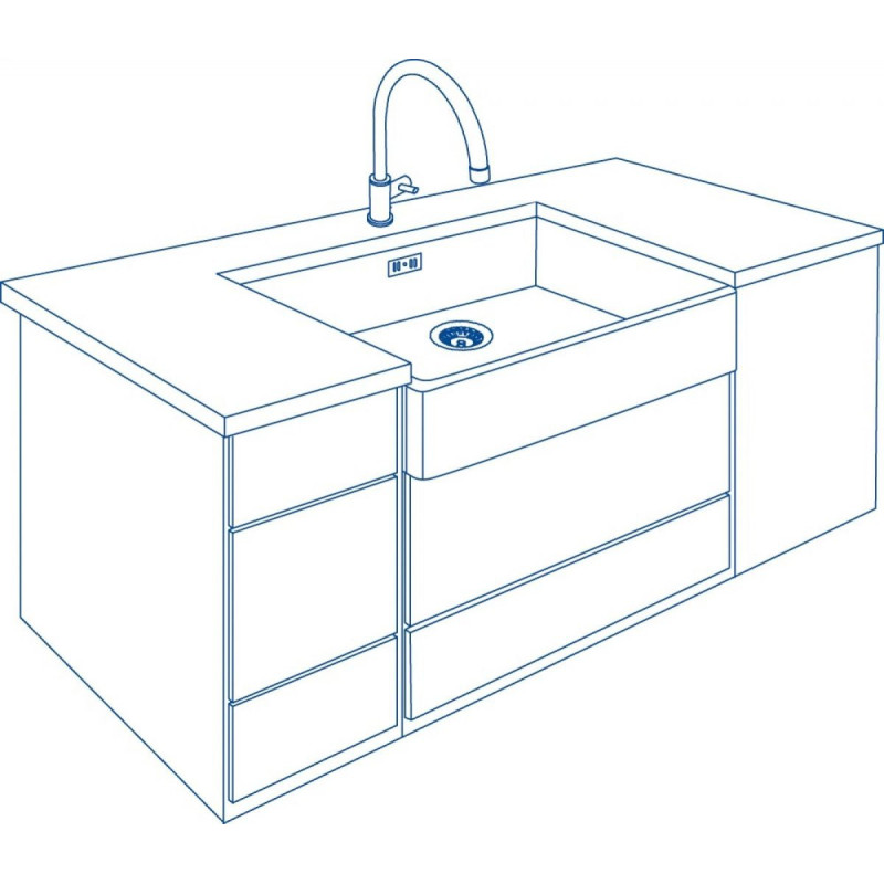 Deante zlewozmywak Sabor ceramiczny z kołnierzem biały 1k b/o 595x475x220, 3,5