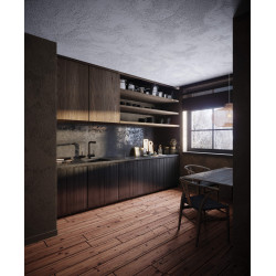 Deante bateria Aster nero zlewozmywakowa z prostokątną wylewką z wyciąganą słuchawką